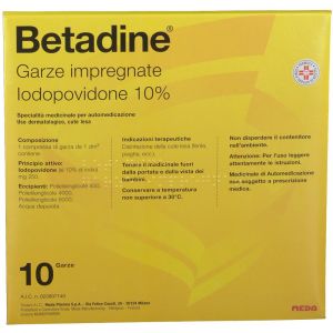 Betadine 10% Iodopovidone 10 Garze Impregnate 10 X10