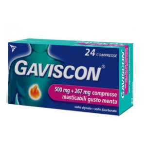 Gaviscon 500mg + 267mg Mint Flavor Antacid 24 Chewable Tablets