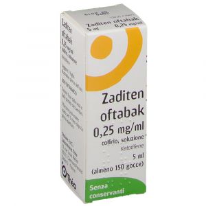 Zaditen Oftabak 0,25 mg/ml Ketotifene Collirio Flacone 5 ml