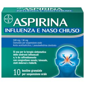 Aspirina Influenza e Naso Chiuso 500 Mg/30mg Granulato per Soluzione Orale 10 Bustine