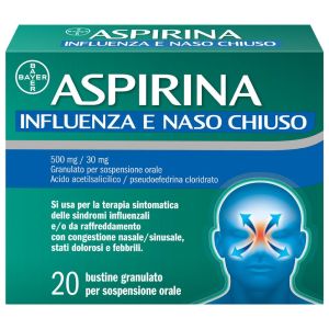 Aspirina Influenza e Naso Chiuso 500 Mg/30mg Granulato per Soluzione Orale 20 Bustine
