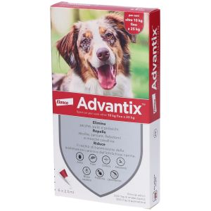 Advantix Spot On Soluzione 6 Pipette 2,5ml 250mg + 1.250mg Cani da 10 A 25Kg