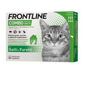 Frontline Combo Spot-on Gatti Soluzione 6 Pipette 0,5ml 50mg +60mg Gatti e Furetti