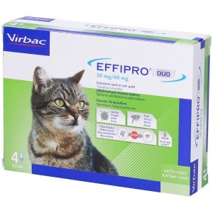 Effipro Duo Spot-on Soluzione 4 Pipette 0,5ml 50mg + 60mg Gatti da 1 A 6Kg