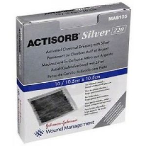Actisorb Silver Medicazione In Carbone Attivo Con Argento 10,5x10,5 Cm 3 Pezzi