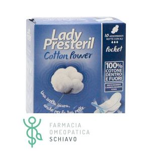 Presteril lady cotton power 10 assorbenti notte con ali 100% cotone
