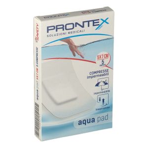 Safety Prontex Aqua Pad Medicazione Sterile In Tnt Resistente All'acqua 5x7 Cm 5 Pezzi
