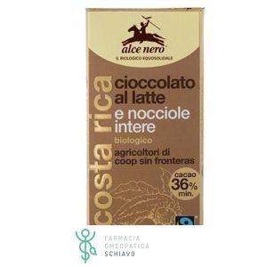 Alce Nero Tavoletta Cioccolato al Latte con Nocciole Intere Bio 100 g