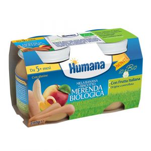 Humana Omogeneizzato Biologico alla Mela Banana Biscotto 2x120 g