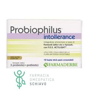 Farmaderbe Probiophilus Intollerance Integratore Fermenti Lattici 12 Bustine