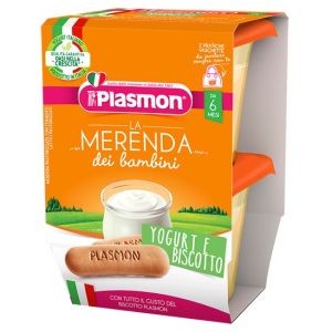 Plasmon La Merenda Dei Bambini Sapore di Natura Yogurt Biscotto Asettico 2 X 120g