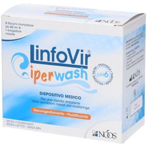 Linfovir Iperwash Soluzione Salina Ipertonica Tamponata 8 Flaconi da 60ml + 1 Erogatore Nasale