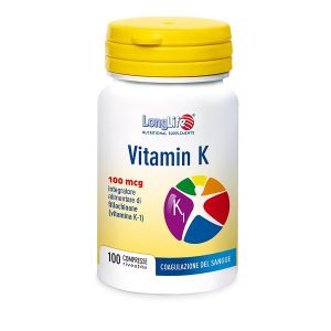 LongLife Vitamin K 100 mcg Integratore Coagulazione del Sangue 100 Tavolette