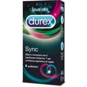 Durex Sync Preservativi Ritardanti e Stimolanti 12 Pezzi