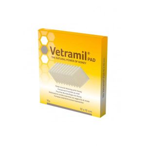 Vetramil Pad Medicazione Al Miele Garza 10x10cm 5 Pezzi Uso Veterinario