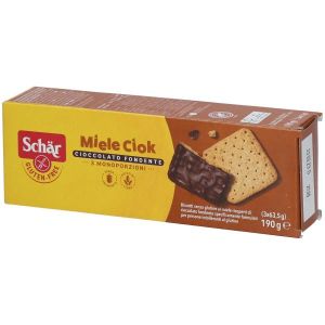 Schar Miele Ciok Biscotti Al Miele Ricoperti di Cioccolato Fondente 3 Porzioni da 63,5g