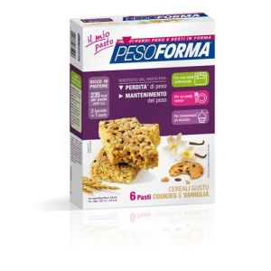 Pesoforma Pasto Sostitutivo Cereali Gusto Cookies e Vaniglia 6 Barrette