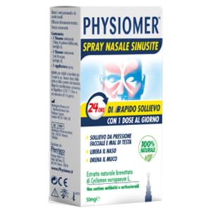 Physiomer Spray Nasale Sinusite 2 Pezzi 1 Flacone da 50mg di Estratto di Ciclamino Naturale Liofilizzato + 1 Fiale da 5ml di Solvente