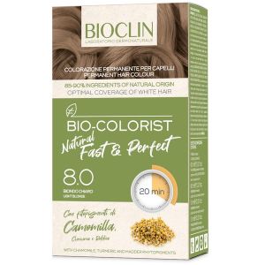 Bioclin Bio Color Fast&perfection 8,0 Biondo Chiaro Crema Colorante 60ml + Rivelatore In Crema 60ml + Bio Color Shampoo 10ml + Bio Color Maschera 10ml
