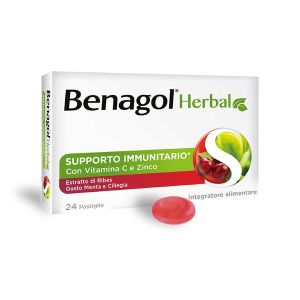 Benagol  Herbal Supporto Immunitario i Vitamina C e Zinco Gusto Menta e Ciliegia