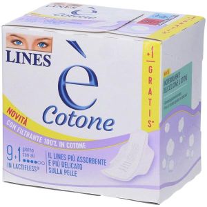 Lines E&apos; Cotone Ali Assorbente Esterno 9 + 1 Pezzi