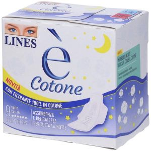 Lines E&apos; Cotone Ali Assorbente Esterno Notte 9 Pezzi