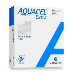 Aquacel Extra  Medicazione In Tecnologia Hydrofiber In Carbossimetilcellulosa Sodica e Cellulosa Rigenerata 10x10 Cm 5 Pezzi