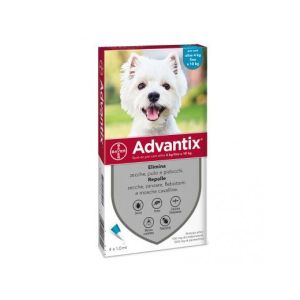 Advantix Blue Spot-on For Dogs Over 4Kg Up To 10kg - 4 Flea Tick Pipettes