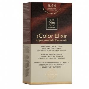 Hair Dye 6.44 Dark Blonde Intense Copper Elixir Apivita