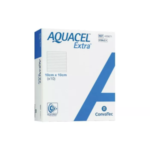 Aquacel Extra Medicazione In Tecnologia Hydrofiber In Carbossimetilcellulosa Sodica e Cellulosa Rigenerata 10x10 Cm 10 Pezzi