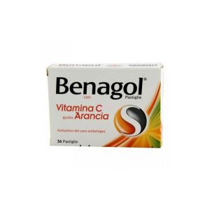 Benagol Pastiglie Vitamina C Gusto Arancia Antisettico Cavo Orale 36 Pastiglie