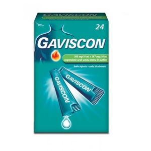 Gaviscon 24 Bustine Antiacido Aroma Menta 500 + 267mg/10ml