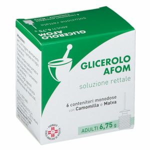 Glicerolo Afom Adulti 6,75g Soluzione Rettale 6 Contenitori Monodose con Camomilla e Malva
