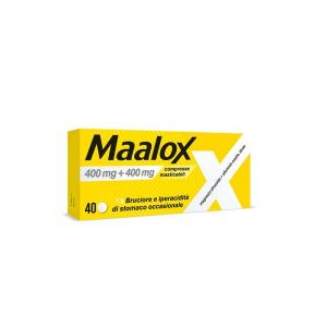 Maalox 400+400 Mg, Contro Acidità di Stomaco Occasionale, 40 Compresse