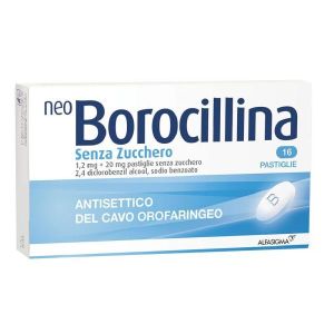 Neoborocillina Senza Zucchero 1,2mg + 20mg Antisettico 16 Pastiglie