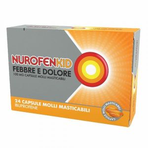 Nurofenkid Febbre e Dolore 100mg Ibuprofene 24 Capsule Molli Masticabili