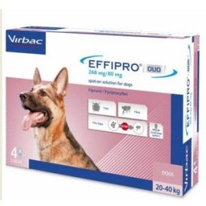 Effipro Duo Spot-on Soluzione 4 Pipette 2,68ml 268mg + 80,4mg Cani da 20 A 40kg