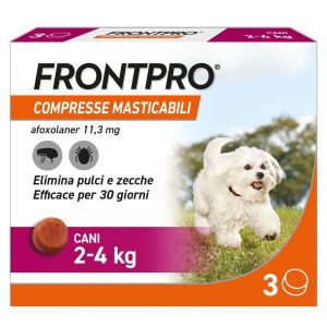 Frontpro Contro Pulci e Zecche 3 Compresse Masticabili per Cani 2-4Kg 11,3mg