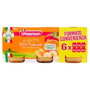 Plasmon Omogeneizzato 4 Frutti 6 vasetti da 104 g