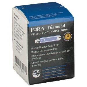 Strisce Misurazione Glicemia Fora Diamond Prima Voice Mini Gd50 25 Pezzi