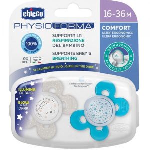 Chicco Succhietto Comfort Luminoso Silicone Maschio 2 Pezzi