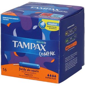 Tampax Compak Super Plus 16 Assorbenti Interni Flussi Molto Abbondanti
