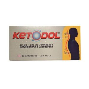 Ketodol 25 Mg+200mg Antinfiammatorio Mal di Testa e Mal di Denti 20 Compresse