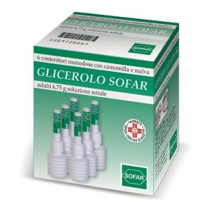 Glicerolo Sofar Adulti 6,75g Soluzione Rettale 6 Contenitori  i Camomilla e Malva Globuli Contenitore MONOdose