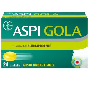 Aspi Gola 24 Pastiglie Flurbiprofene Gola Infiammata e Mal di Gola Gusto Limone Miele