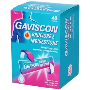 Gaviscon Bruciore e Indigestione 48 Bust 500mg + 213mg + 325mg Gusto Menta