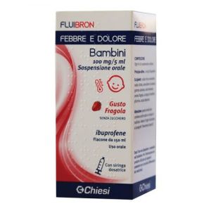 Fluibron Febbre e Dolore Sciroppo Per Bambini 100mg/5ml Gusto Fragola 150 ml