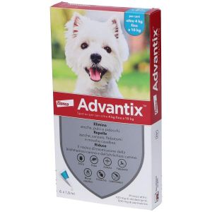 Advantix Spot On Soluzione 6 Pipette 1ml 100mg + 500mg Cani da 4 A 10Kg