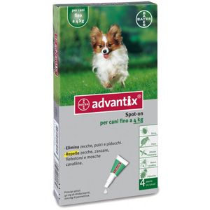 Advantix Green Spot-on For Dogs Up to 4Kg - 4 flea and tick pipettes