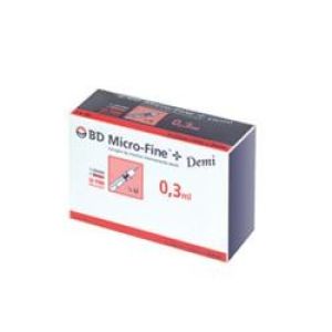 Insulin Syringe Becton Dickinson Demi 0.3ml Needle Gauge 30 8 Mm 30 Pieces